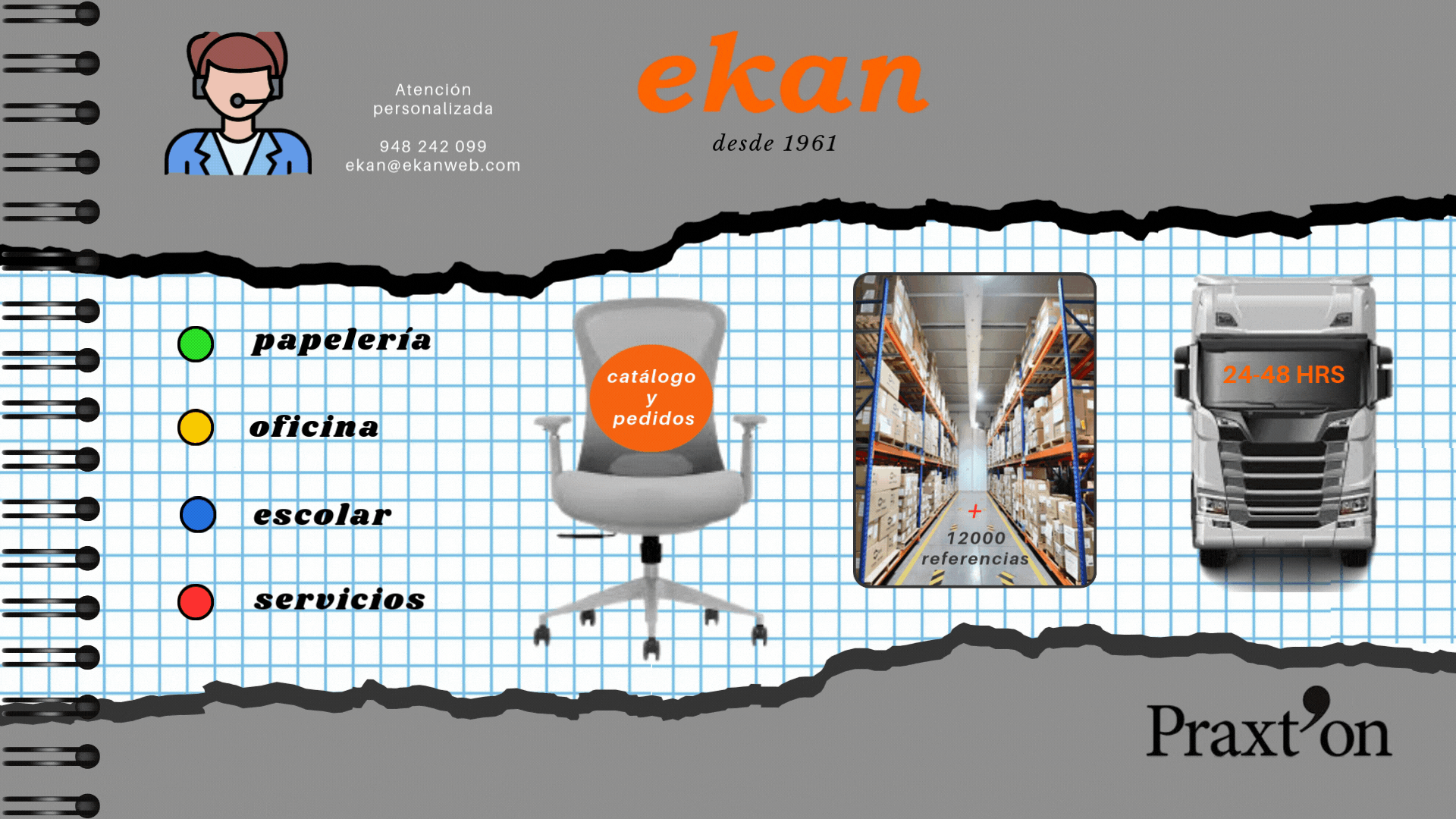 EKAN Papelería - Información de contacto y servicios